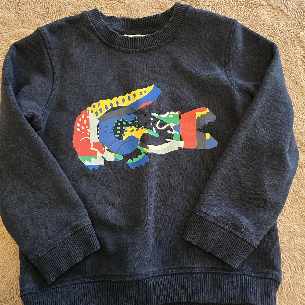 Lacoste boys size 6 crewneck sweater sweatshirt navy blue
